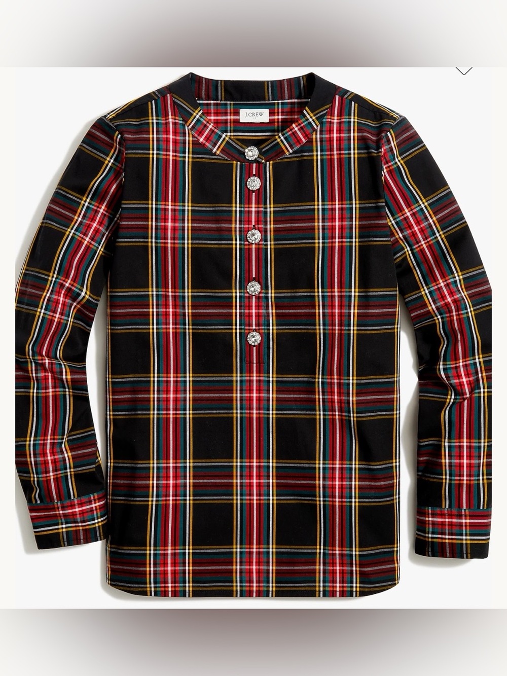 J. Crew Tartan Cotton Poplin Top Sz L